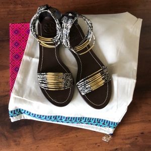 Tory Burch snake print Mignon Rings Flat Sandal